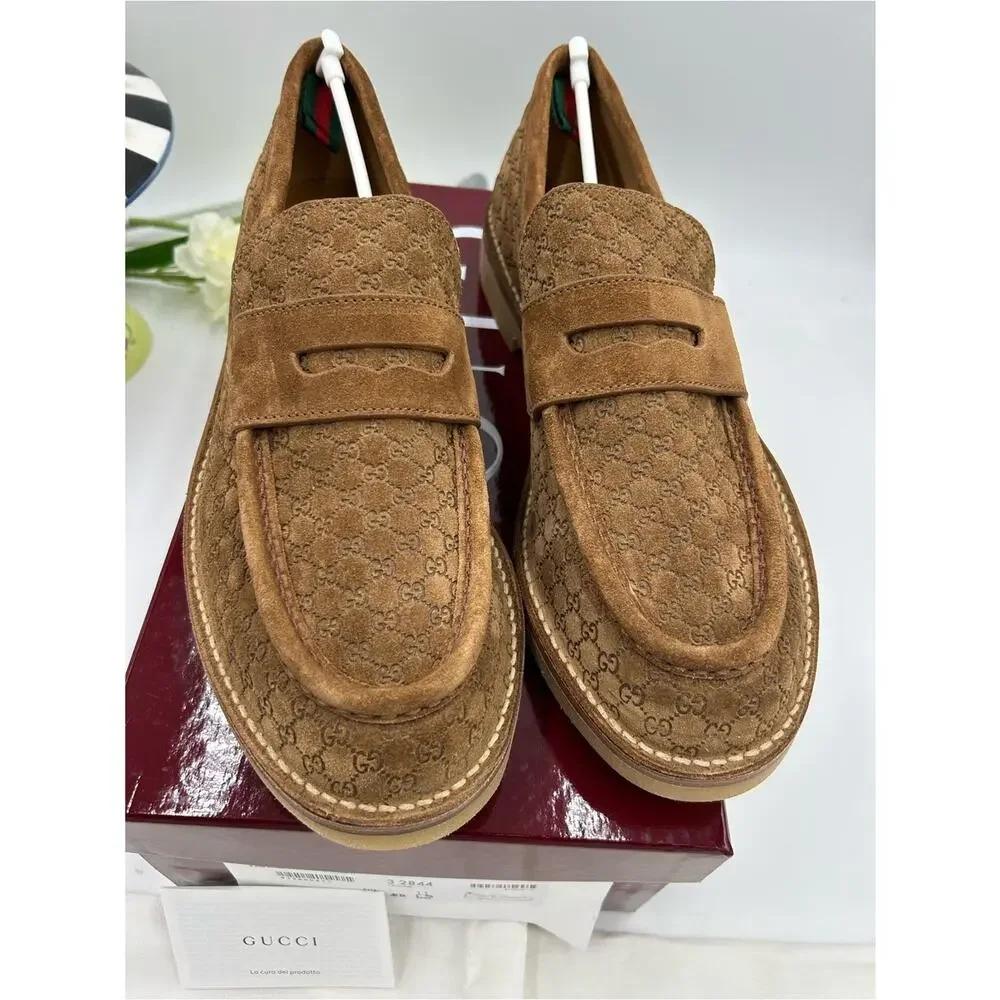 Men's Gucci, GG monogram web loafers size 11 fits 11.5 US made in Italy